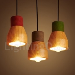Vintage houten betonnen hanglamp