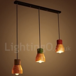 Vintage houten betonnen hanglamp