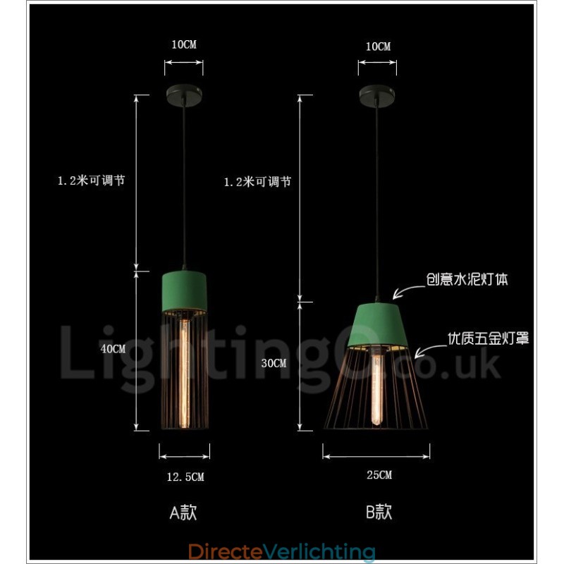 1 Licht Metalen Beton Hanglamp