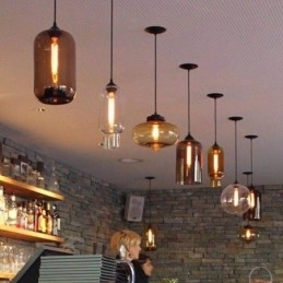 Moderne, eigentijdse, veelkleurige hanglamp met 1 lichtbron van glas