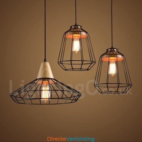 Landelijke metalen houten hanglamp Landelijke metalen houten hanglamp