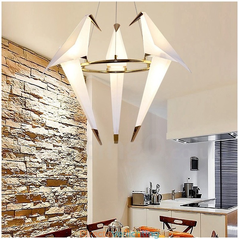 Moderne, eigentijdse papieren kraan 3-lichts hanglamp