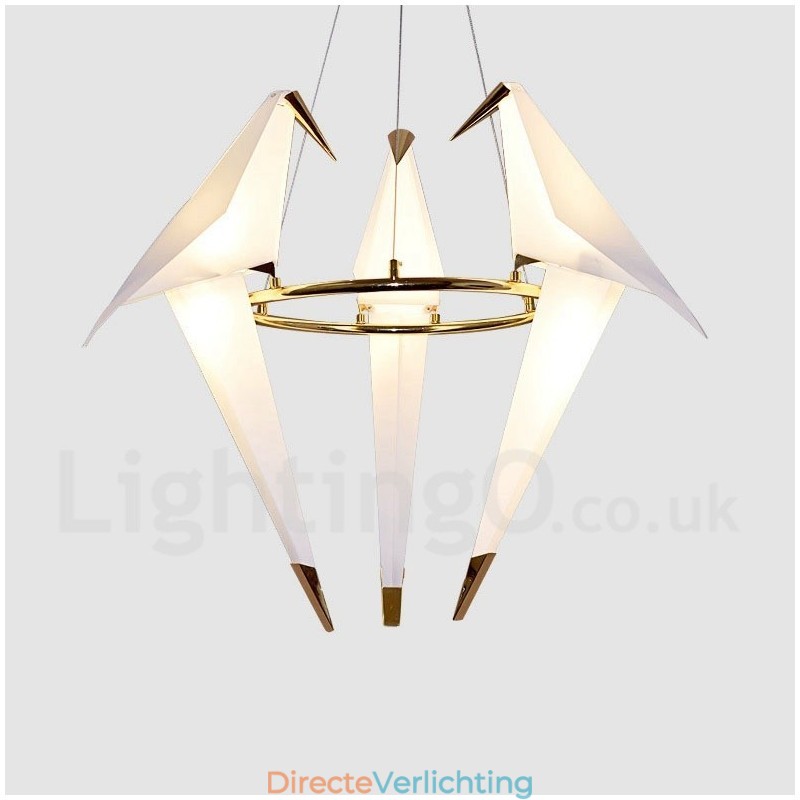 Moderne, eigentijdse papieren kraan 3-lichts hanglamp