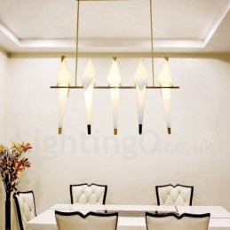 Moderne, eigentijdse papieren kraan 5-lichts hanglamp