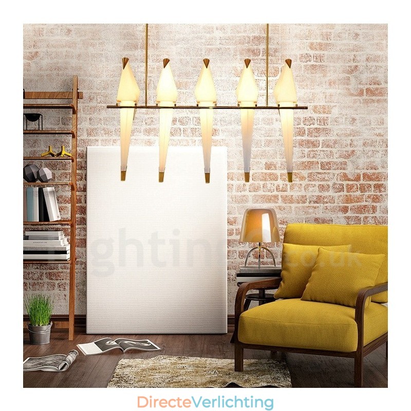 Moderne, eigentijdse papieren kraan 5-lichts hanglamp