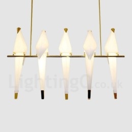 Moderne, eigentijdse papieren kraan 5-lichts hanglamp
