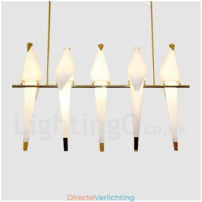 Moderne, eigentijdse papieren kraan 5-lichts hanglamp
