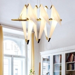 Moderne, eigentijdse papieren kraan hanglamp met 6 lampen