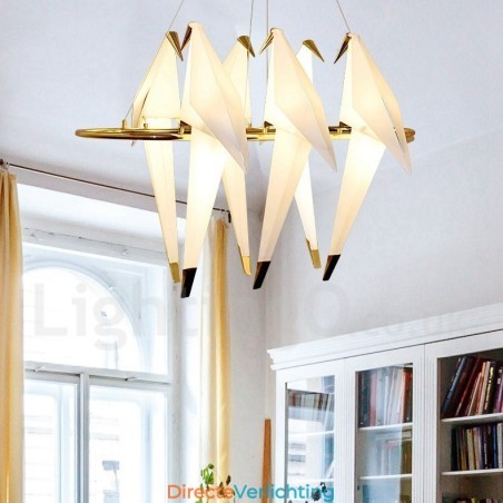 Moderne, eigentijdse papieren kraan hanglamp met 6 lampen Moderne, eigentijdse papieren kraan hanglamp met 6 lampen