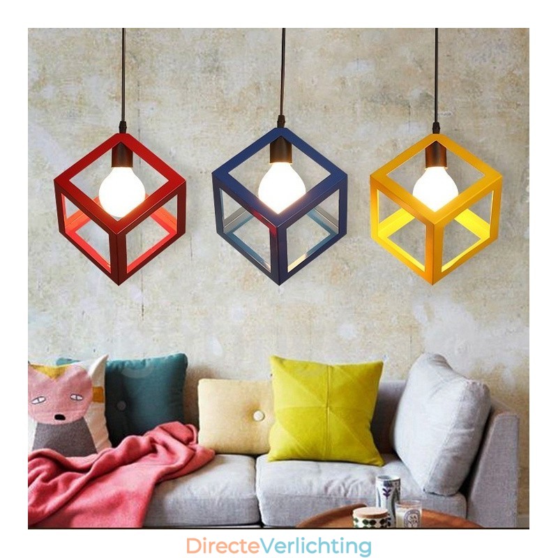 Moderne, eigentijdse, veelkleurige metalen hanglamp met 1 licht