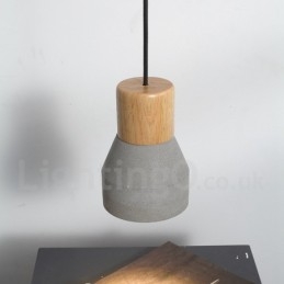Enkelvoudige moderne, eigentijdse hanglamp van hout en beton