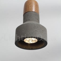 Enkelvoudige moderne, eigentijdse hanglamp van hout en beton