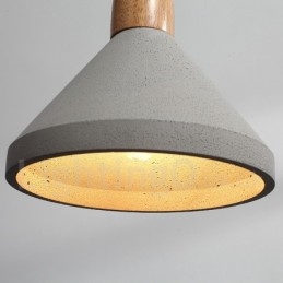 Enkelvoudige moderne, eigentijdse hanglamp van hout en beton