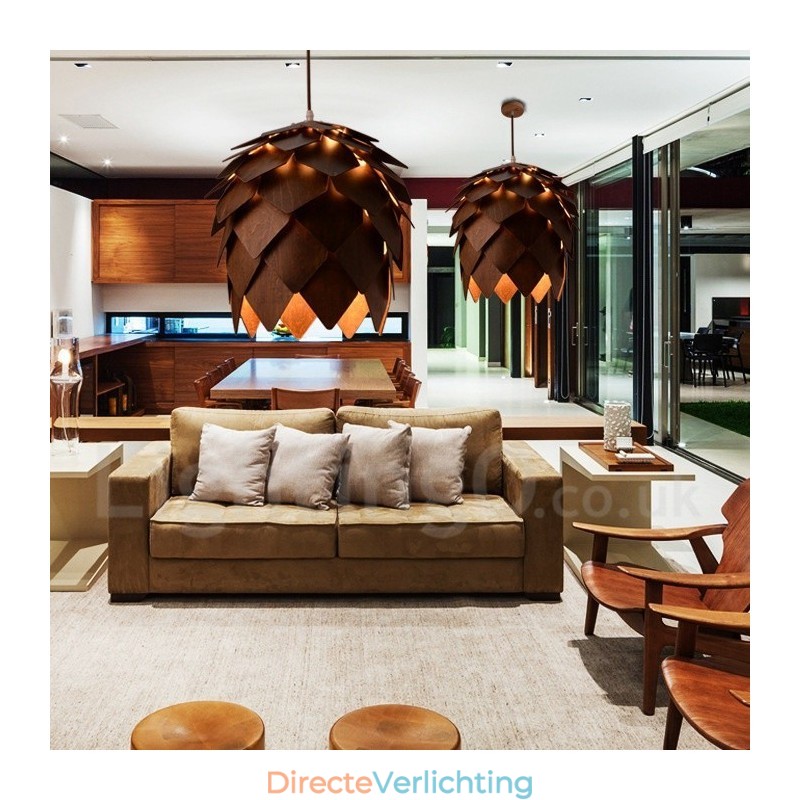 Rustieke Lodge Houten Dennenappel Hanglamp