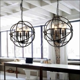 6-lichts metalen bolvormige vintage hanglamp