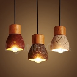 Moderne eigentijdse 1-lichts houten betonnen hanglamp
