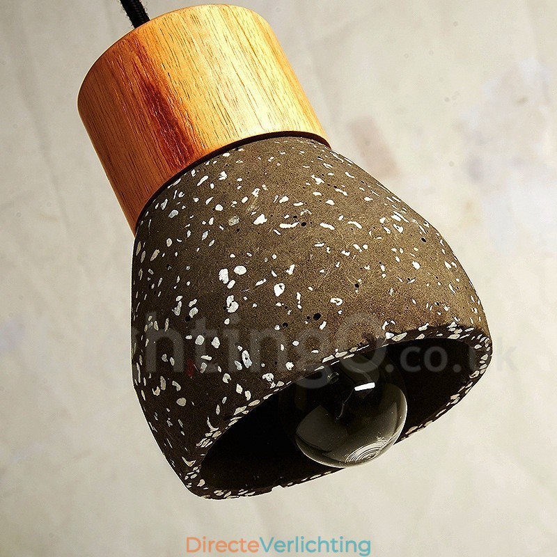 Moderne eigentijdse 1-lichts houten betonnen hanglamp