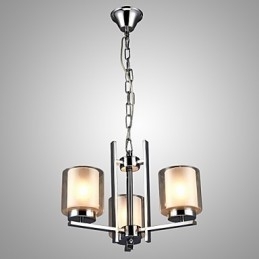 IJzeren gegalvaniseerde kroonluchter met glazen kap Klassieke kaarsverlichtingslamp 3 koppen