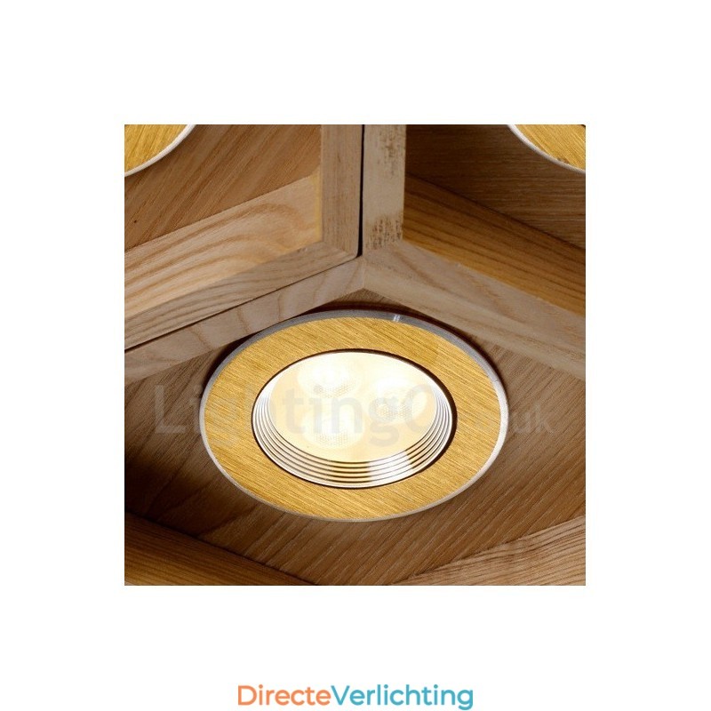 6-lichts houten moderne, eigentijdse hanglamp