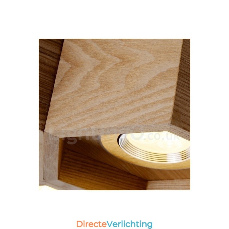 6-lichts houten moderne, eigentijdse hanglamp