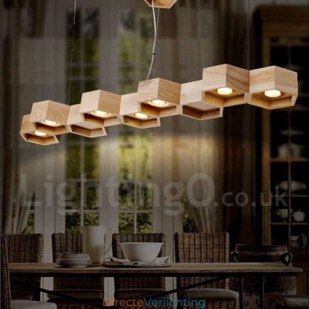 7 Lichte Houten Moderne Hedendaagse Hanglamp 7 Lichte Houten Moderne Hedendaagse Hanglamp