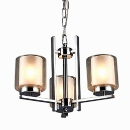 IJzeren gegalvaniseerde kroonluchter met glazen kap Klassieke kaarsverlichtingslamp 3 koppen