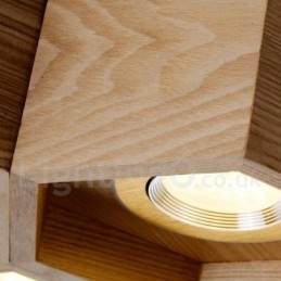 6-lichts houten moderne, eigentijdse hanglamp