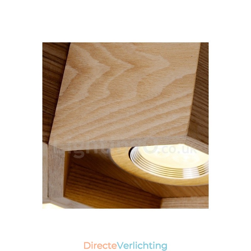 6-lichts houten moderne, eigentijdse hanglamp