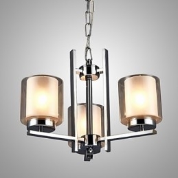 IJzeren gegalvaniseerde kroonluchter met glazen kap Klassieke kaarsverlichtingslamp 3 koppen
