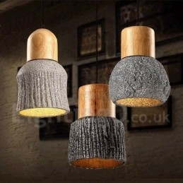 Retro Vintage Houten Beton Hanglamp