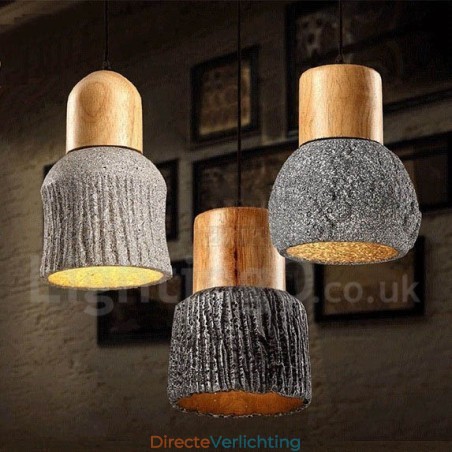 Retro Vintage Houten Beton Hanglamp Retro Vintage Houten Beton Hanglamp