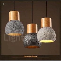 Retro Vintage Houten Beton Hanglamp