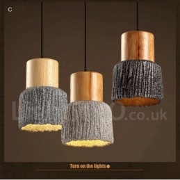 Retro Vintage Houten Beton Hanglamp