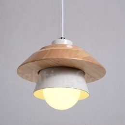 Metalen houten hanglamp met 1 licht