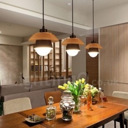 Metalen houten hanglamp met 1 licht