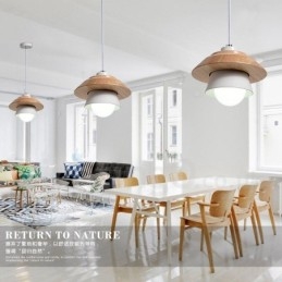 Metalen houten hanglamp met 1 licht