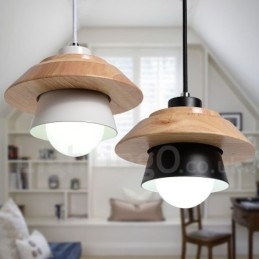 Metalen houten hanglamp met 1 licht