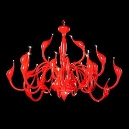 Moderne kroonluchterlamp 24 lampen G4 rood schilderij