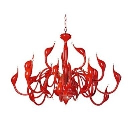 Moderne kroonluchterlamp 24 lampen G4 rood schilderij