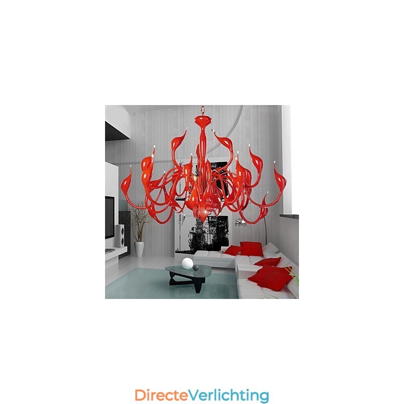 Moderne kroonluchterlamp 24 lampen G4 rood schilderij