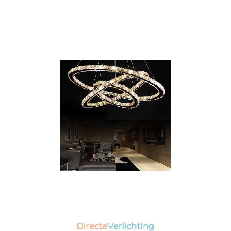 Plafondverlichting met modieuze ringvormige kristallen plafondlamp