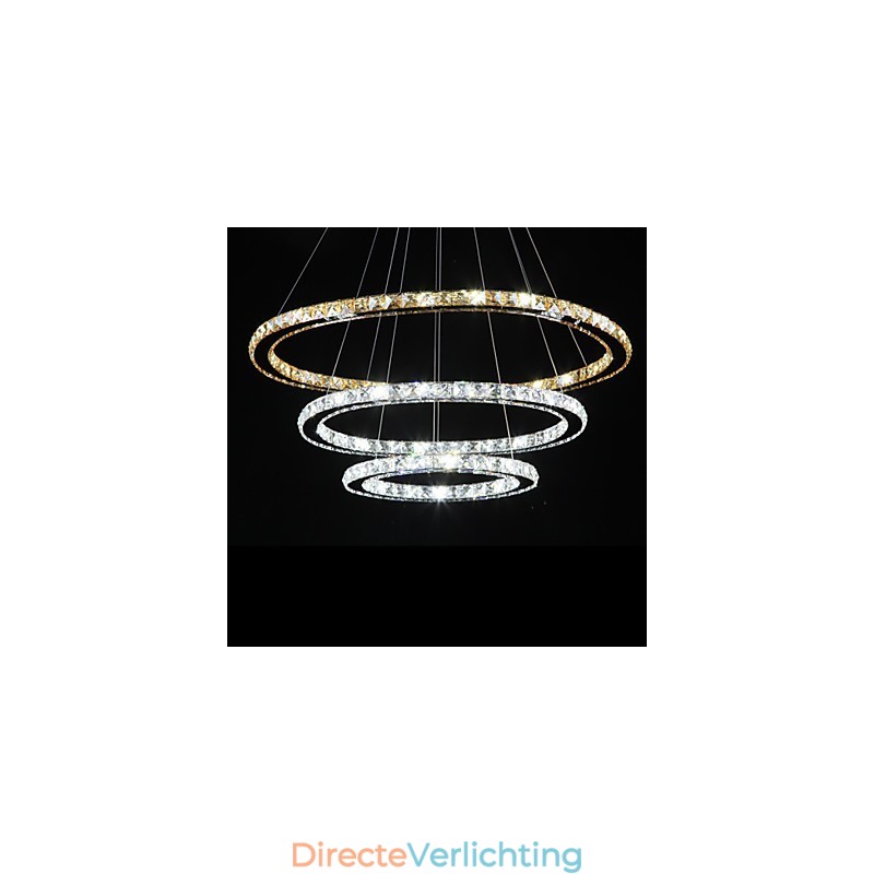 Plafondverlichting met modieuze ringvormige kristallen plafondlamp