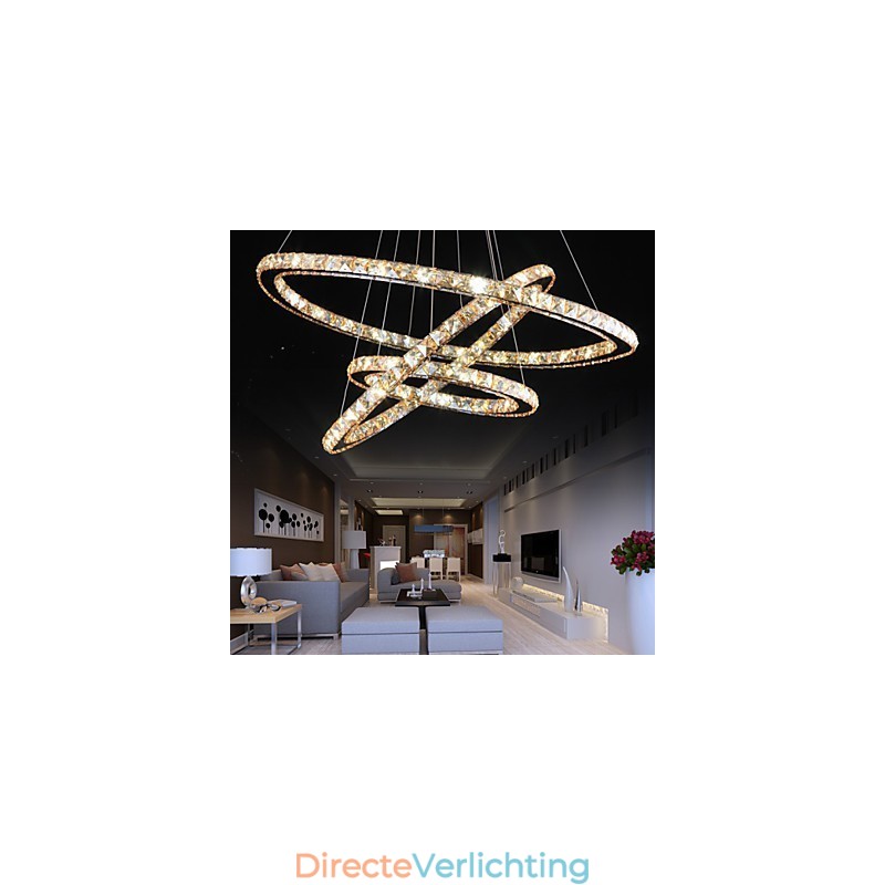 Plafondverlichting met modieuze ringvormige kristallen plafondlamp