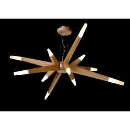 Moderne, eigentijdse houten hanglamp met 12 lampen
