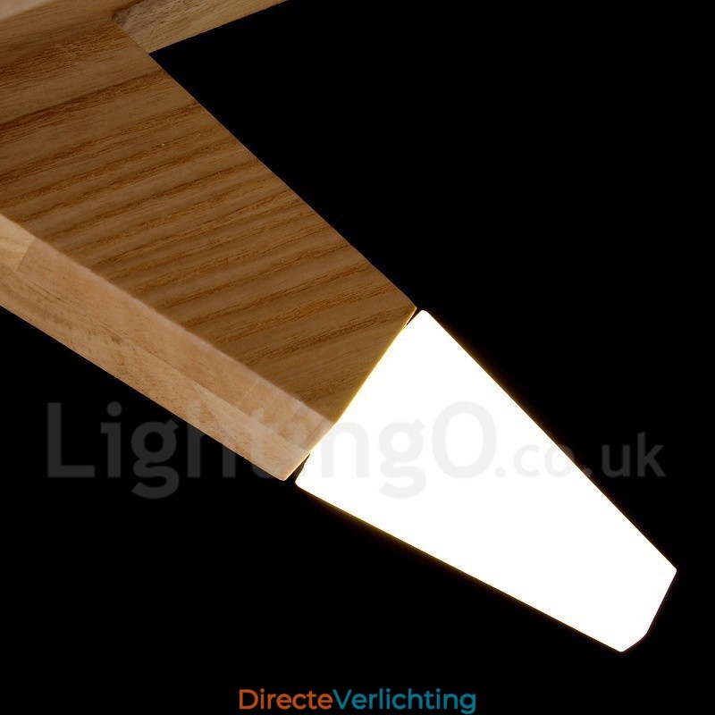 Moderne, eigentijdse houten hanglamp met 12 lampen