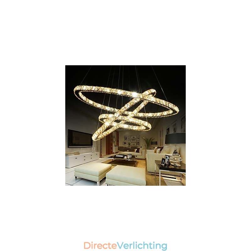 Plafondverlichting met modieuze ringvormige kristallen plafondlamp