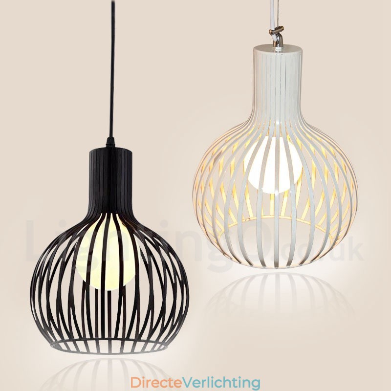 Moderne, eigentijdse metalen hanglamp met 1 lichtbol