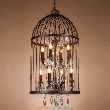 Retro Vintage Metalen 8-Lichts Vogelkooi Hanglamp Retro Vintage Metalen 8-Lichts Vogelkooi Hanglamp