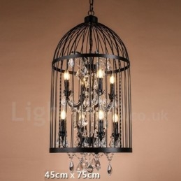 Retro Vintage Metalen 8-Lichts Vogelkooi Hanglamp