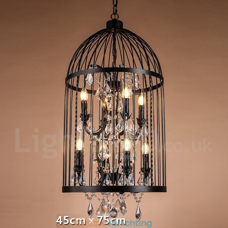 Retro Vintage Metalen 8-Lichts Vogelkooi Hanglamp
